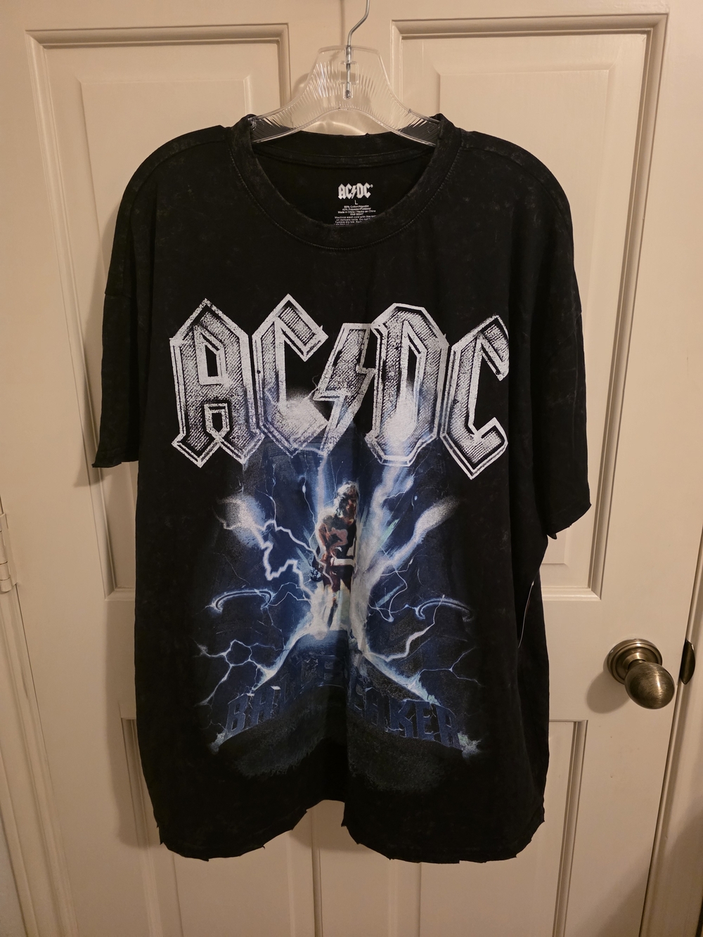 AC/DC Black Graphic Band Tee with Lightning Print